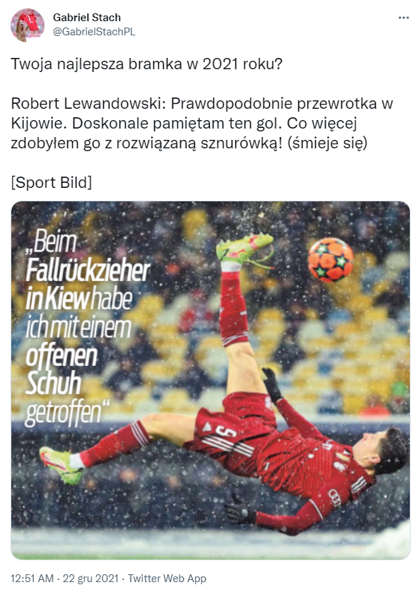 Robert Lewandowski wybrał swojego NAJPIĘKNIEJSZEGO GOLA w 2021 roku!